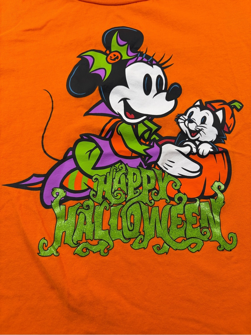 Disney Parks Happy Halloween Minnie Mouse Figaro Pumpkin Blouse Youth XL - Picture 2 of 8